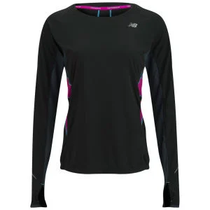 New Balance Women's Running Impact Ice Long Sleeve T-Shirt - Black/Poisonberry - S - Black/Poisonberry Image 1