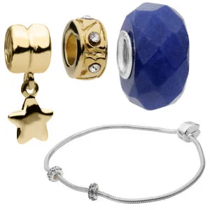 Amadora Sterling Silver Bracelet & Three Charm Set Image 1
