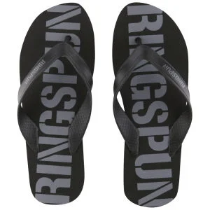 Ringspun Men's Glen Flip Flops - Black/Grey - 6-7 - Noir/Gris Image 1