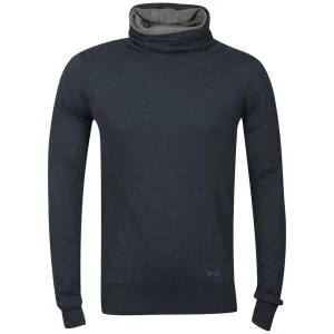 Crosshatch Men's Joanson Cowl Neck Knit - Navy Marl - S - Navy Marl Image 1