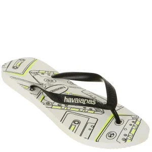 Havaianas Unisex 4 Nite Flip Flops - White/Black - 33/34 - Blanc Image 1