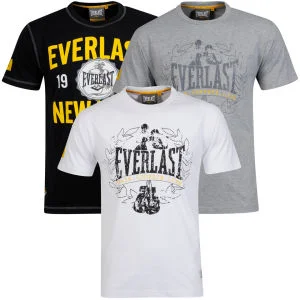 Everlast Men's 3-Pack Graphic T-Shirts - Black/White/Grey Marl - S - Black/White/Grey Image 1