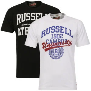 Russell Athletic Men's 2-Pack Stanfill & Enosa T-Shirt - Black/White - S - Black/White Image 1