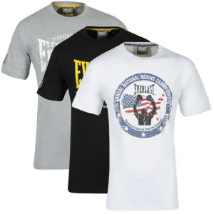 Everlast Men's 3-Pack Graphic T-Shirts - White/Black/Grey Marl - S - White/Black/Grey Image 1