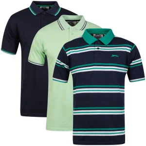Slazenger Men's 3-Pack Polo Shirts - Navy/Green/Mint/Blue - S - Navy/Green/Mint/Blue Image 1