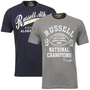 Russell Athletic Men's 2-Pack Hawley & Wyles T-Shirt - Grey/Navy - S Image 1