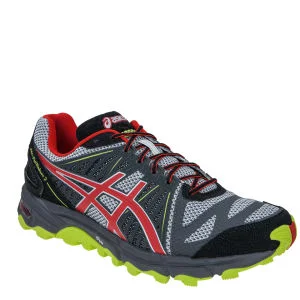 Asics Men's Gel Fuji Trabuco 2 Running Trainers - Grey/Fire Red/Lime - 7 - Grey/Fire Red/Lime Image 1
