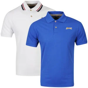 Slazenger Polo pour Homme, lot de 2 – Bleu Marine/Blanc - S - White/Royal Image 1
