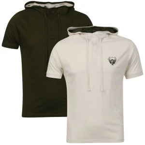 Ringspun Men's 2-Pack Oracle Short Sleeve Hooded T-Shirt - Off White/Khaki - S Image 1