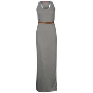 Influence Women's Racer Back Maxi Dress with Belt - Grey Marl - S-M - Gris Chiné Image 1
