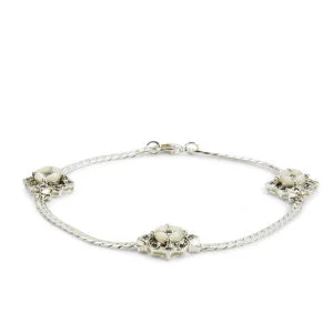 Bracelet Plaqué Argent Nacres et Marcassites Image 1