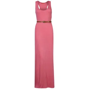Influence Women's Racer Back Maxi Dress with Belt - Coral - S-M - Corail Image 1