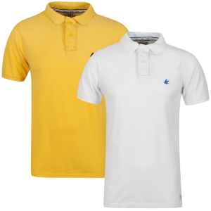 Lot de 2 Polo Hommes Surpiqués - Homme - Soul Cal - Blanc/Jaune - XS - White/Yellow Image 1