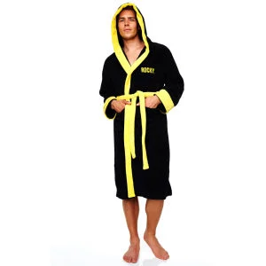 Rocky Adult Towelling Bathrobe - Black (One Size) Image 1