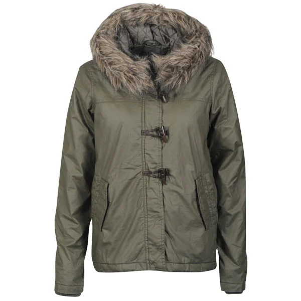 Vero Moda Women's Province Fur Trim Short Duffle Coat - Safari - XS - Vert Citron Image 1