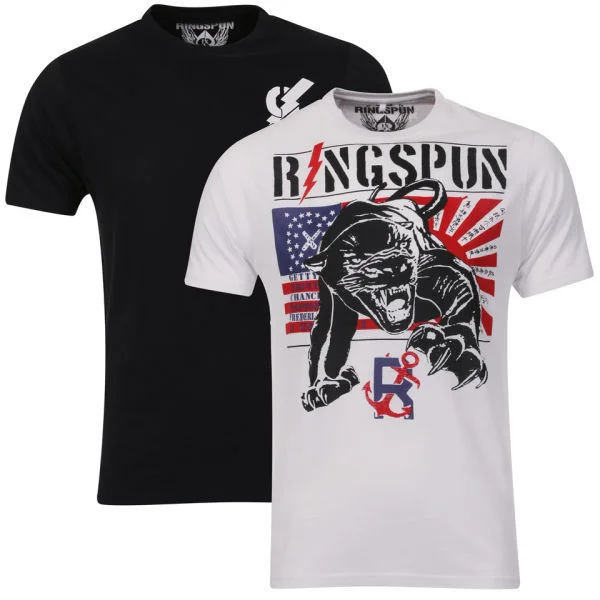 Ringspun Men's Panthers 2-Pack Graphic T-Shirt - White/Black - S - White/Black Image 1