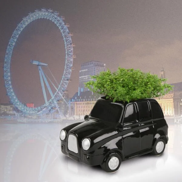 Ceramic Black Taxi Planter Image 1