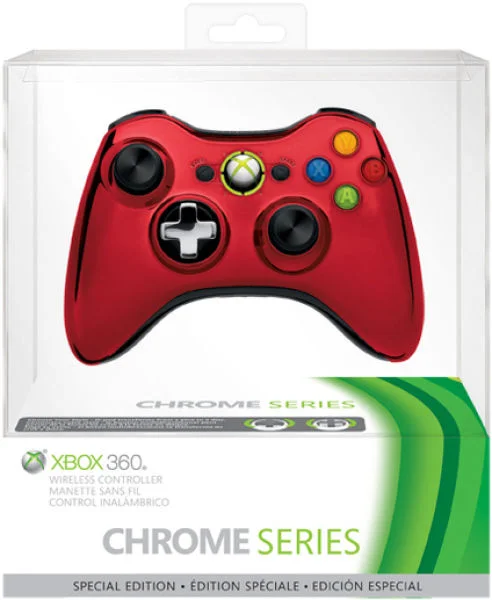 Xbox 360 Chrome Wireless Controller: Red Image 1