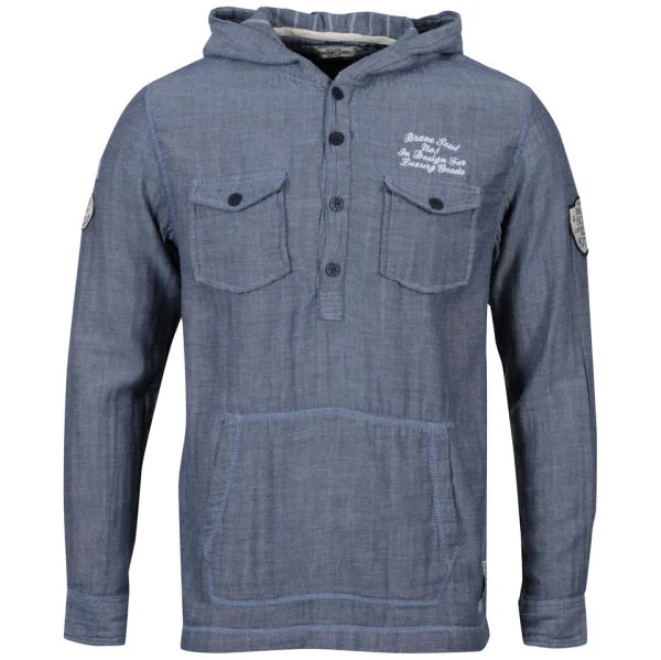 Brave Soul Men's Coleridge Hooded Shirt - Denim - S - Denim Image 1
