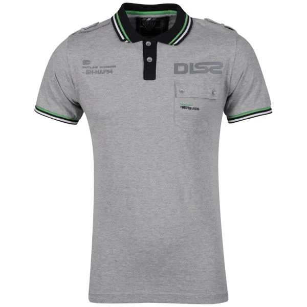 Dissident Men's Contrast Tipped Polo Shirt with Pocket - Light Grey Marl - S - Light Grey Marl Image 1