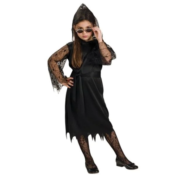 Gothic Lace Vampiress Girls Fancy Dress Costume - S - Noir Image 1