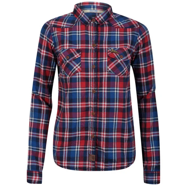 UCLA Women's Sutton Check Shirt - Red/Black - S - Rouge Image 1