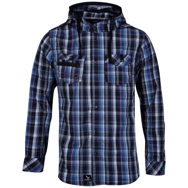 Benzini Men's Abbey Hooded Shirt Blue - S - Bleu Image 1