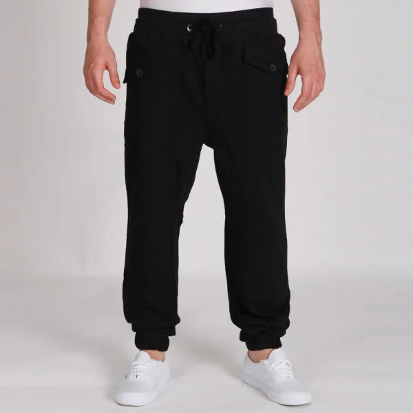Brave Soul Men's Drawcord Jogging Bottoms - Black - S - Noir Image 1