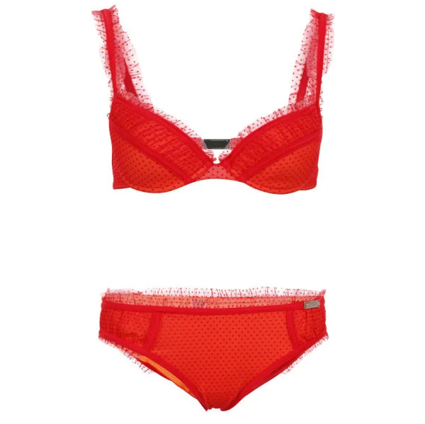 John Galliano Women's Polka Dot Lace Bikini - Red - 10 - Rouge Image 1
