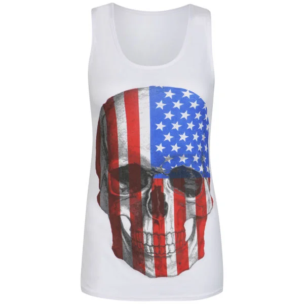 Influence Women's American Skull Vest - White - S-M - Blanc Image 1