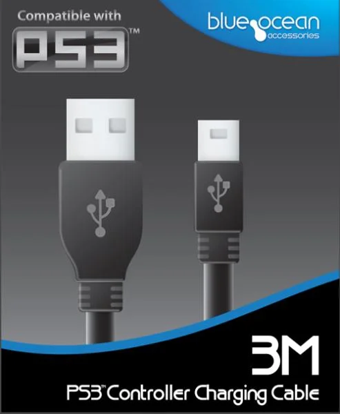 Blue Ocean - PS3 Controller 3m Charging Cable Image 1