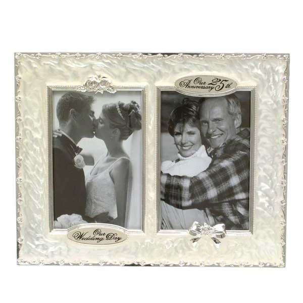 25th Wedding Anniversary Then and Now Picture Frame Image 1