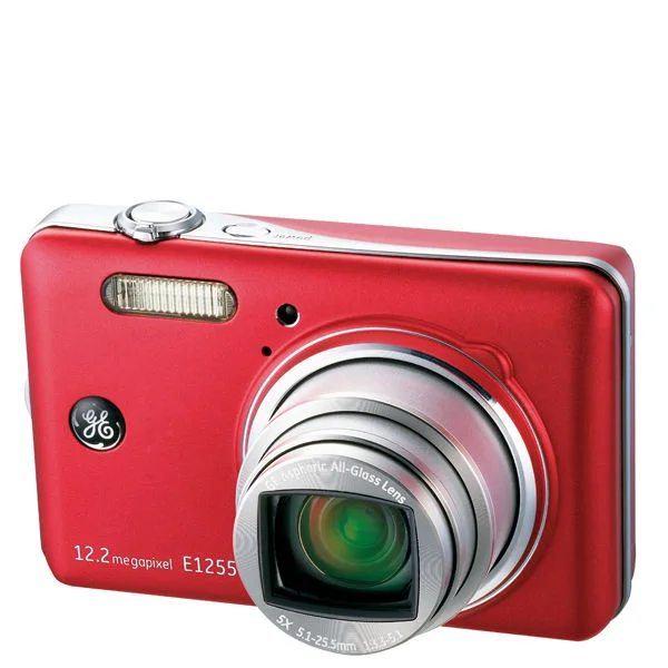 GE E1255W Digital Camera - Red (12.2MP, 5 x Optical Zoom, 3 Inch LCD) Image 1