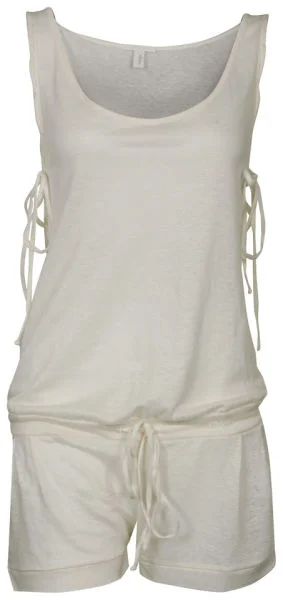Chloe Women's Linen Playsuit - White - 10 - Crème Image 1