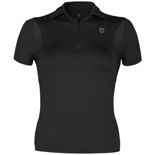 K-Swiss Women's Spliced Mesh Polo Shirt - Black - XS - Noir Image 1