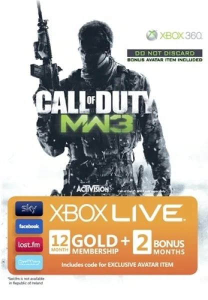 Xbox Live 12 Month Subscription (Call Of Duty: Modern Warfare 3 Themed + 2 Months Free Including Avatar) Image 1
