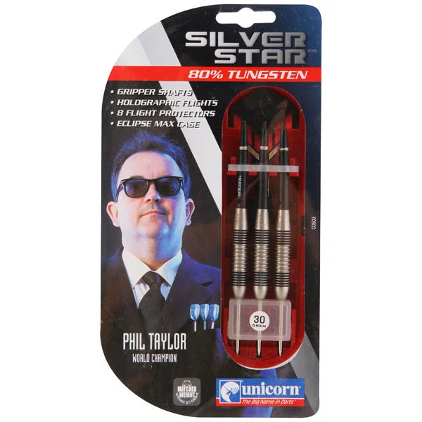 Unicorn Silver Star Phil Taylor Tungsten Darts - 30g Image 1