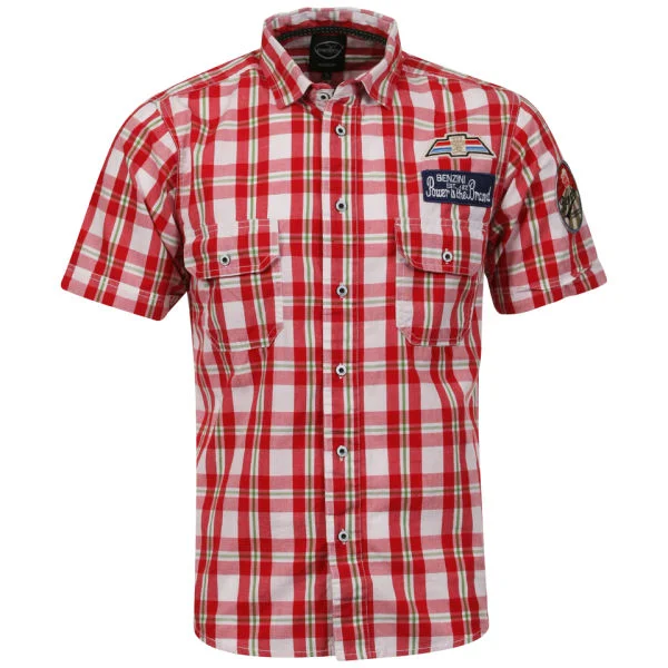 Benzini Men's Belmont Short Sleeved Check Shirt - Red - S - Rouge Image 1