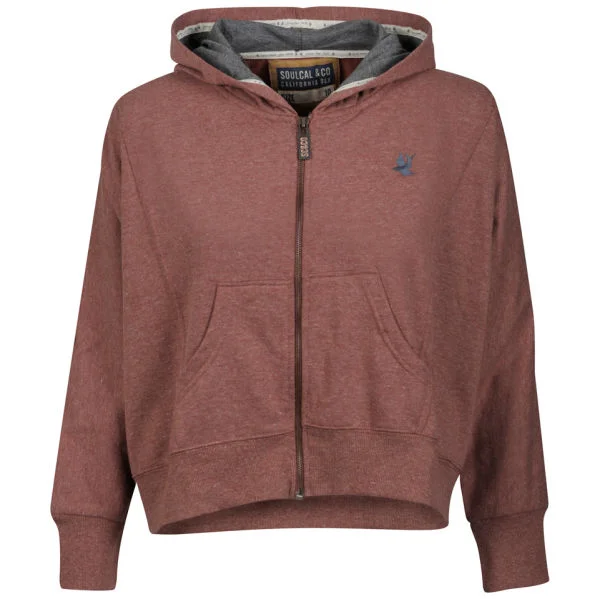 Soul Cal Women's Batwing Hooded Zip - Burgundy Marl - 6 - Burgundy Marl Image 1