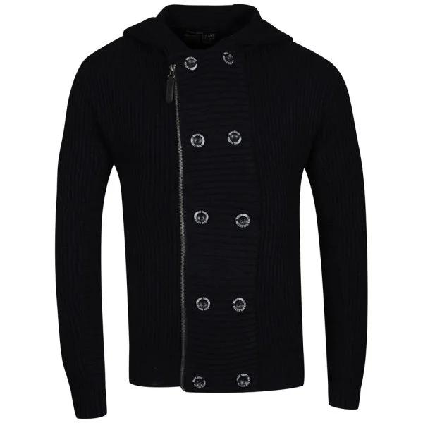 Brave Soul Men's Knitted Double Breasted Cardigan - Navy - S - Navy Image 1