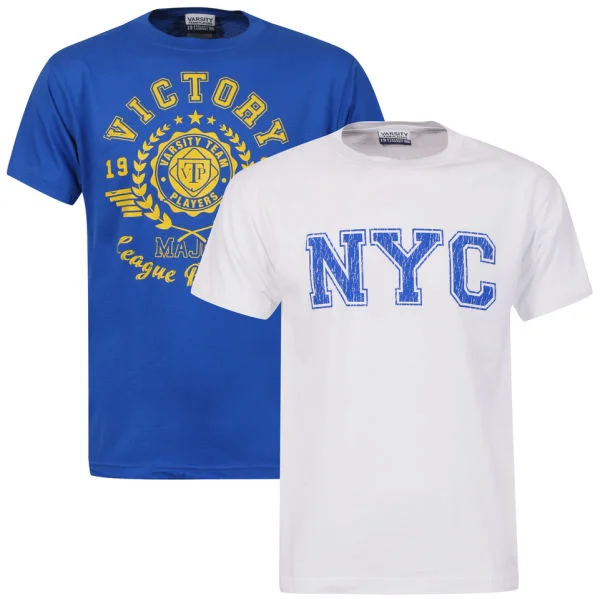 Men's 2-Pack T-Shirt - White NYC/Bright Blue Victory - S - Blanc/Bleu Image 1