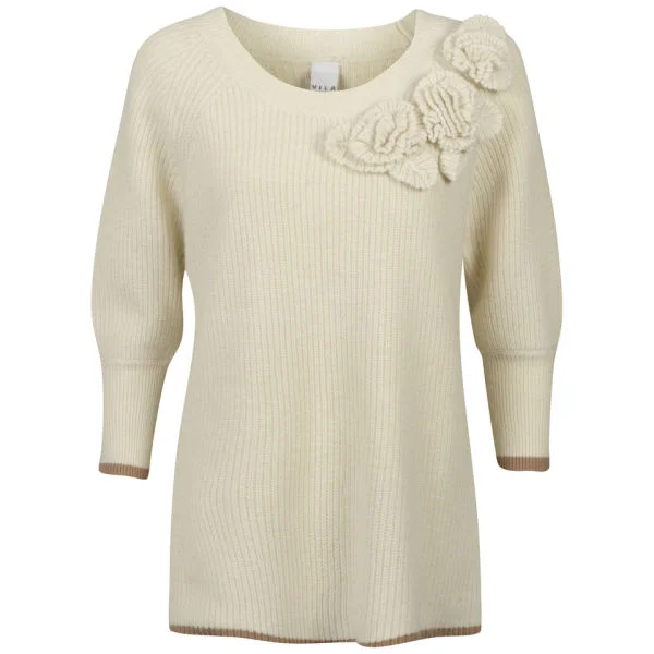 VILA Women's Albo Corsage Knitted Jumper - Cream - XS - Crème Image 1