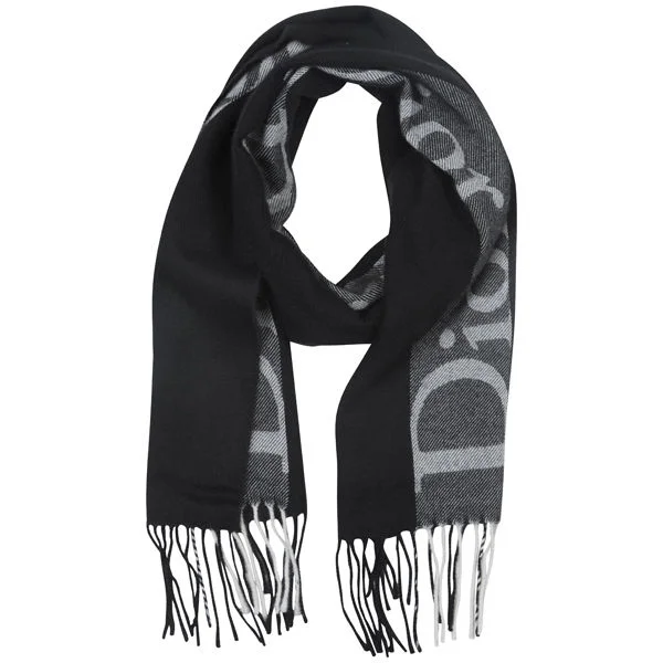 Christian Dior Women's Wool Mix Scarf - Black/White Image 1