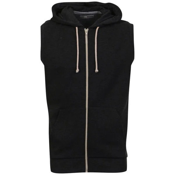 Brave Soul Men's Colombo Zip Thru Sleeveless Hoody - Charcoal/Ecru - S - Charcoal/Ecru Image 1