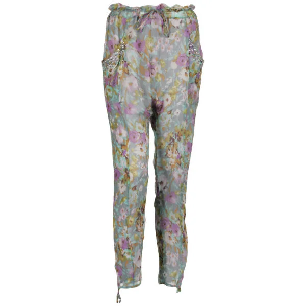 Aryn K Women's Floral Trousers - Mint Multi - S - Menthe Image 1