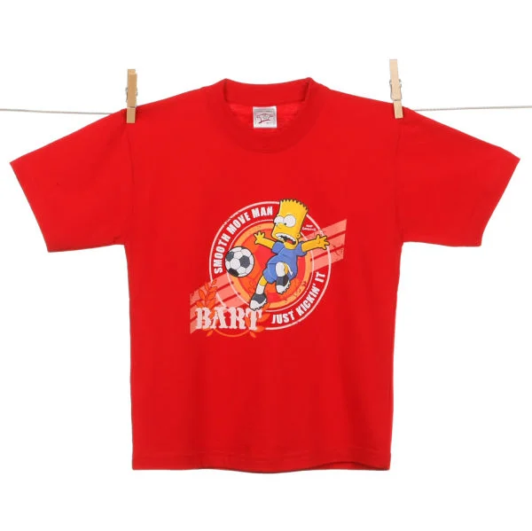 Kid's Bart Simpson Football T - Shirt - Red - 3-4 Yrs - Rouge Image 1