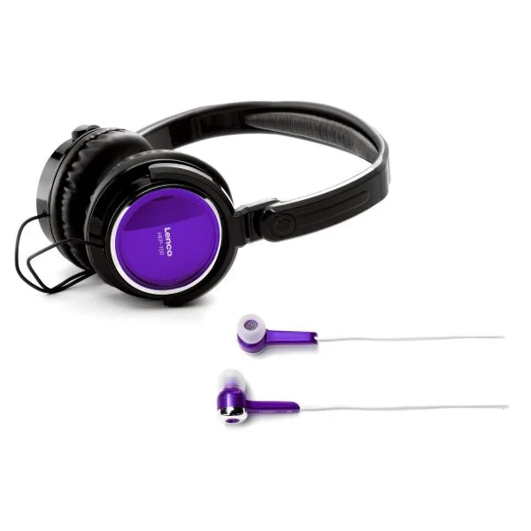 Lenco Headphone & Earphone Bundle - Violet Image 1
