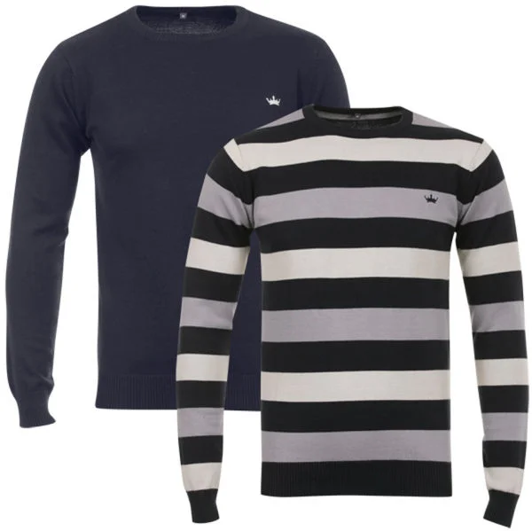 55 Soul Men's 2-Pack Crew Knit - Navy/Multi - S - Navy/Multi Image 1
