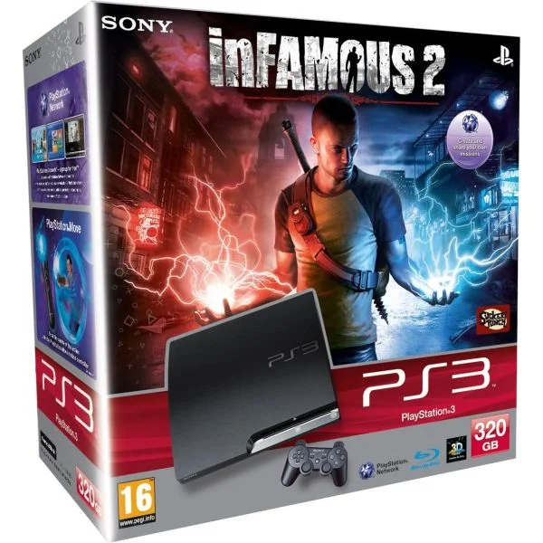 Playstation 3 PS3 Slim 320GB Console: Bundle (Includes inFamous 2) Image 1