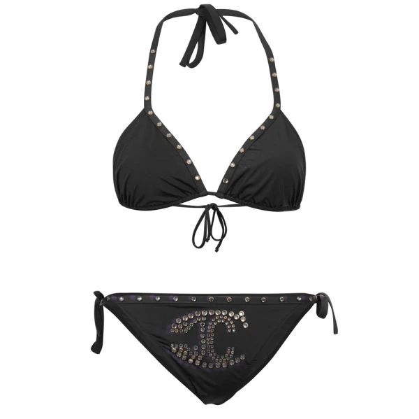 Just Cavalli Women's Stud Logo Bikini - Black - XS - Noir Image 1